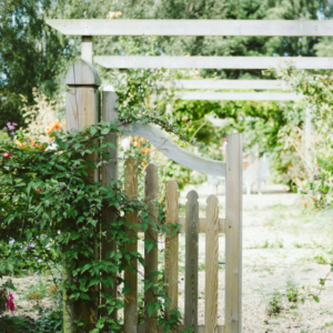 An open garden gate